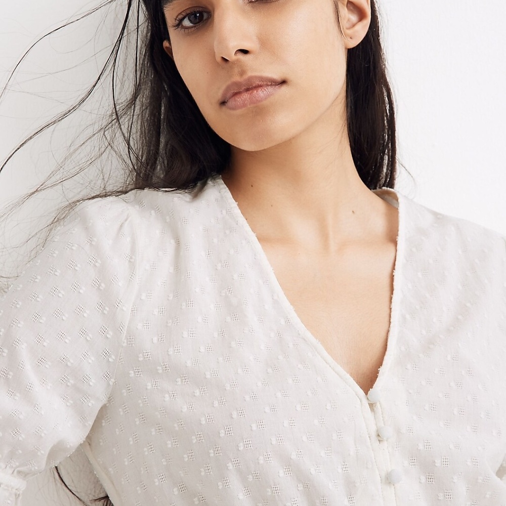 Madewell V-Neck Peplum Popover Top in Clipdot - XS - Picture 5 of 5